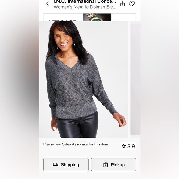 Red women’s INC medium sparkly/shiny adorable flattering sweater - Picture 6 of 9
